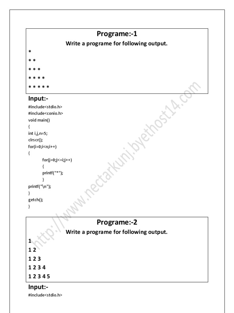 C Programs for Pattern Printing | PDF | Computer Programming | Computing