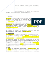 Principales nutrientes: proteína, grasa, carbohidratos, vitaminas y minerales