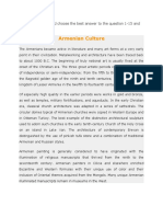 Armenian Culture: Read The Passage and Choose The Best Answer To The Question 1-15 and Essay Questions!