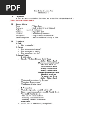 Grade 1 Mathematics Lesson Plan