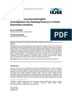 Reading Fluency Beyond English: Investigations Into Reading Fluency in Turkish Elementary Students