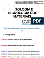 Aula 1 - Patologia e Tecnologia Dos Materiais - Cimentos - Concreto e Reacoes Deleterias
