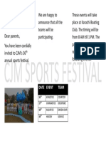 CJM Annual Sports Festival: Date Event Team