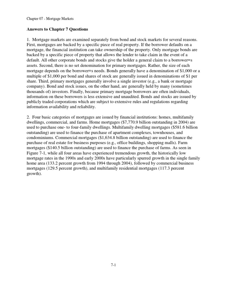 Answers To Chapter 7 Questions | PDF | Government National Mortgage ...