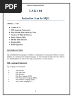 LAB # 01 Introduction To SQL: Objective