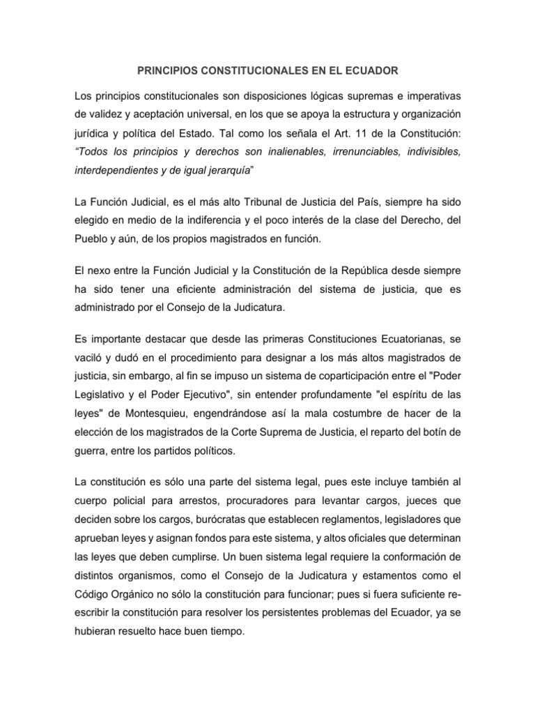 Principios Constitucionales en Ecuador | PDF | Convenio europeo de ...