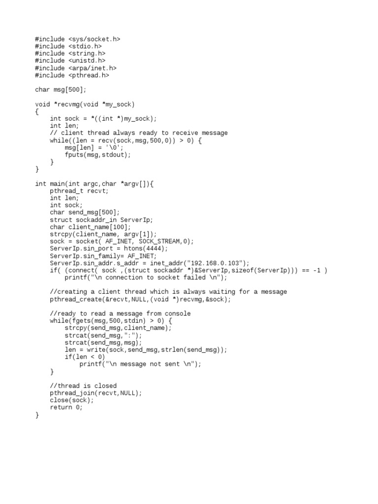 C Socket Programming with Threads | PDF | Teaching Methods & Materials ...