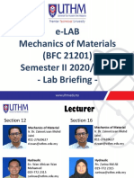 e-LAB Mechanics of Materials (BFC 21201) Semester II 2020/2021 - Lab Briefing
