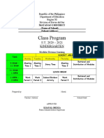 Class Program: S.Y. 2020 - 2021 Kindergarten