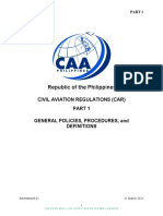 Republic of The Philippines: Civil Aviation Regulations (Car) General Policies, Procedures, and Definitions