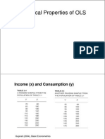 Statistical Properties of OLS: Income (X) and Consumption (Y)