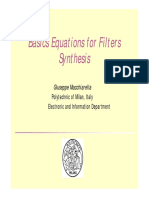 Basics Equations For Filters Synthesis: Giuseppe Macchiarella
