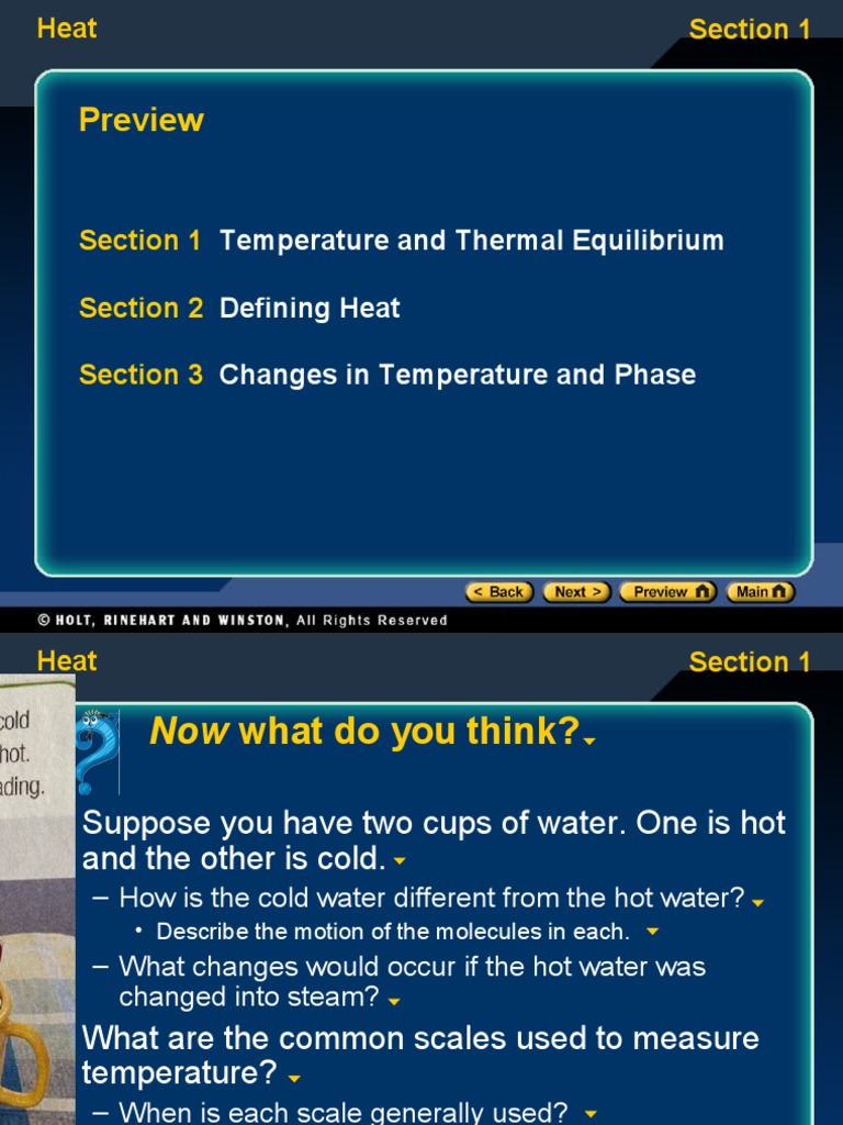 Preview: Temperature and Thermal Equilibrium Defining Heat Changes in ...