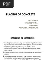 Placing of Concrete: Group No: 6 Swaroop Rana Priya Mane Aishwarya Nandanwar