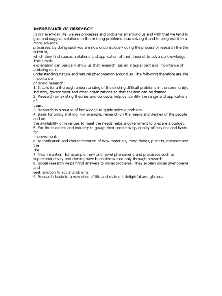 Importance Of Research Pdf