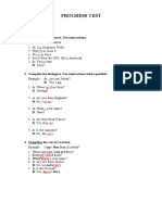 Progress Test: Grammar 1 Complete The Sentences. Use Contractions