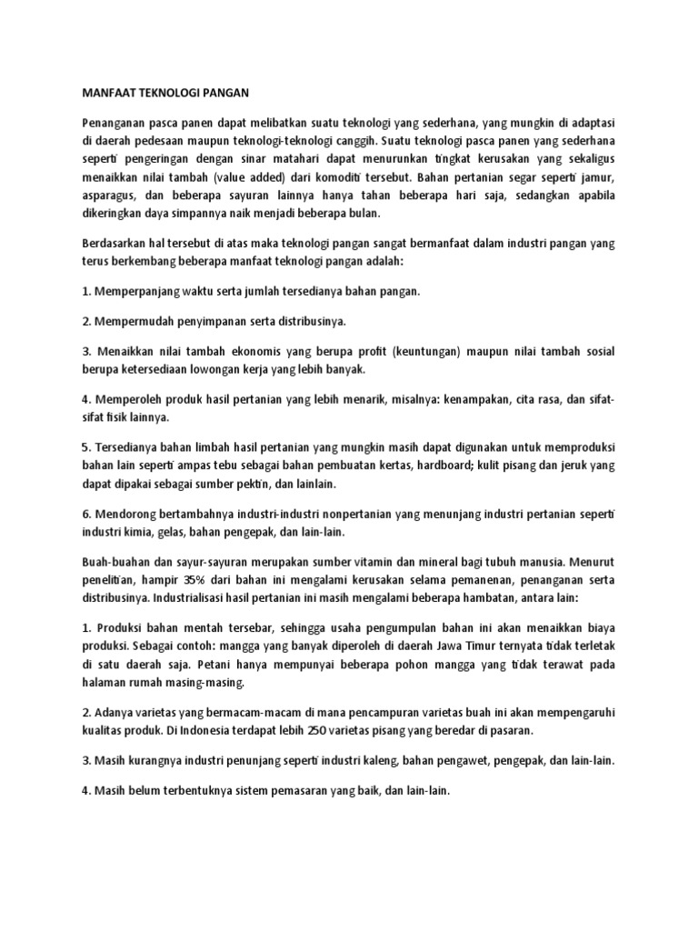 Manfaat Teknologi Pangan dalam Industri | PDF | Kesehatan Holistik ...