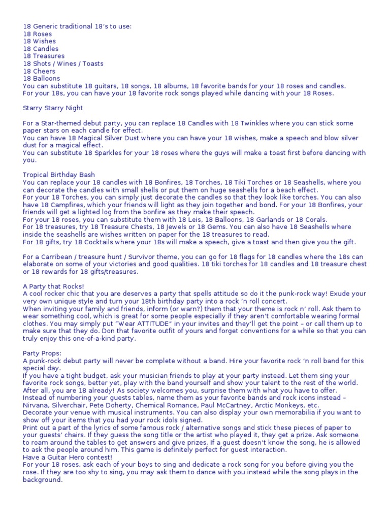 18 Generic Traditional 18 Pdf Entertainment General