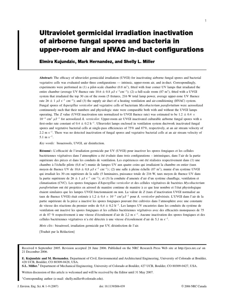 Ultraviolet Germicidal Irradiation Inact | PDF | Nature