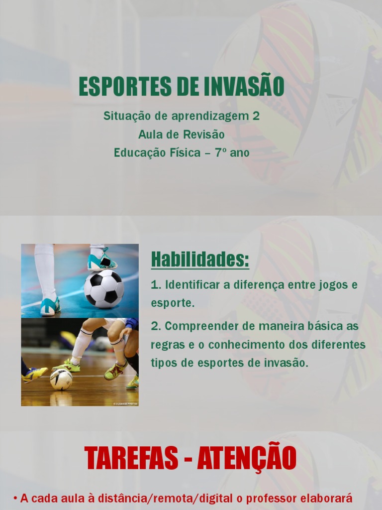 Esportes de Invasão: Aula 7º Ano | PDF | Invasão | Esportes