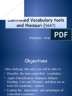 Controlled Vocabulary Tools and Thesauri (5647) Controlled Vocabulary Tools and Thesauri (5647)