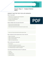 Selection Wizard. Step 3 - Subject Matter Test (01T - MED)
