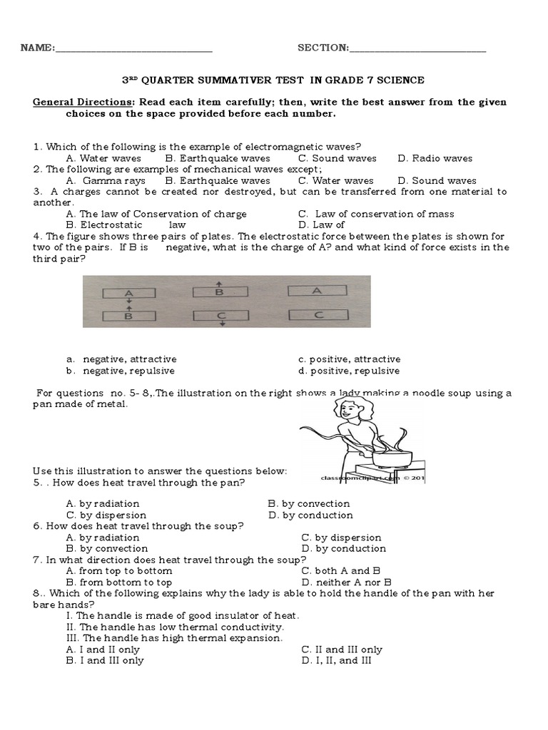 Grade 7 Science Radiation Test | PDF | Waves | Electromagnetic Radiation