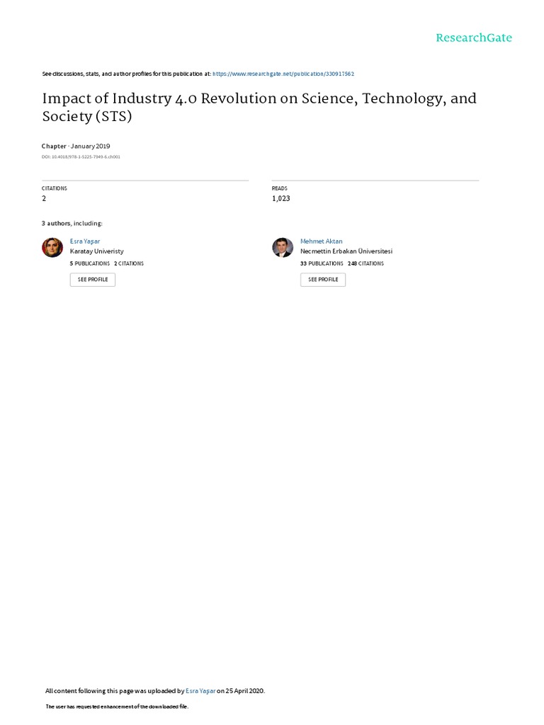 Impact Of Industry 4 0 Revolution On Science Technology And Society Sts