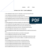 Conditional Clauses (Zero / First / Second Conditionals) : Name and Class: Answers: of 20 Grade