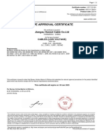 Type approval certificate for low voltage marine cables