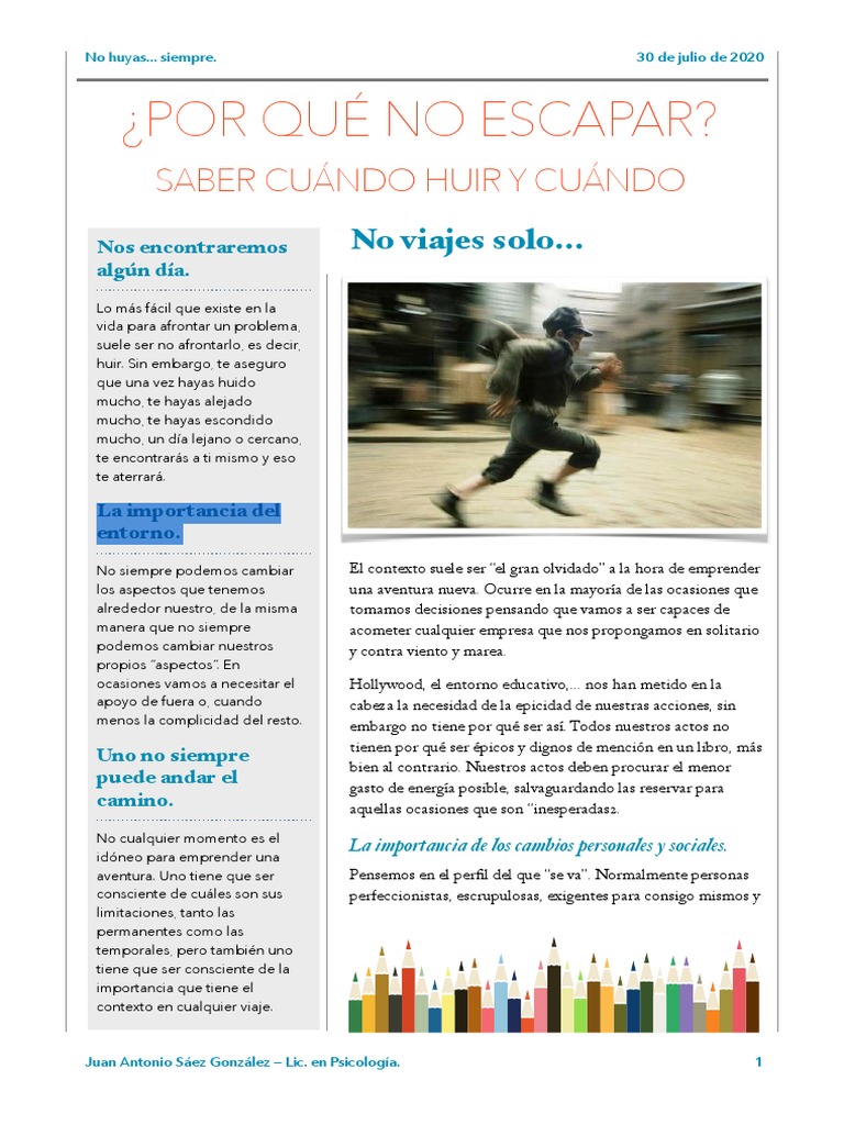 Huir no es siempre la solución | PDF | Temor | Estrés (biología)