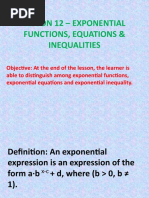 Lesson 13 - Exponential Functions, Equations &