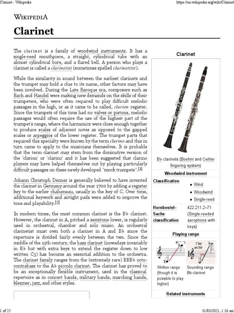 Woodwind Instrument Classification PDF Musical