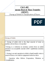 Ch.E-402 Simultaneous Heat & Mass Transfer (SHMT) : Drying of Solids & Classification of Dryers