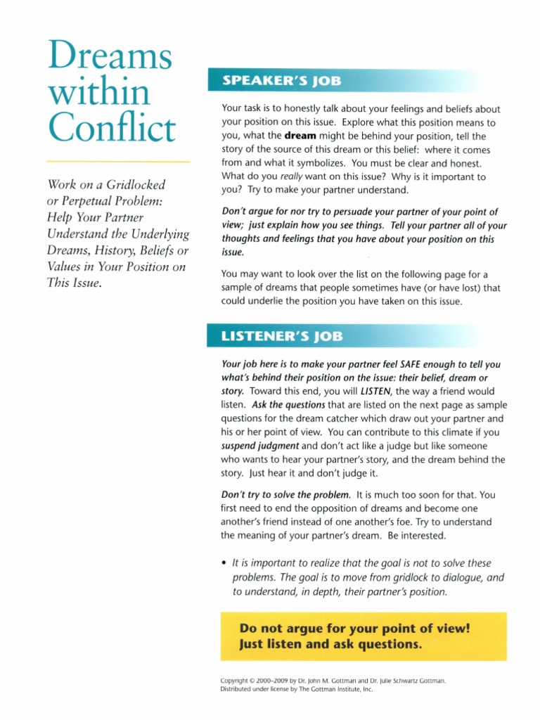 Gottman Creating Shared Meaning Exercise