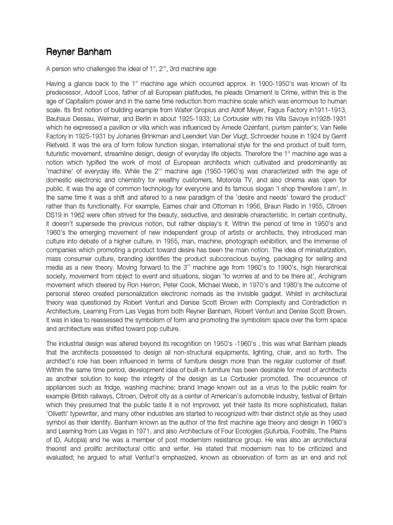 Reyner Banham's Machine Age Theory | PDF | Internet
