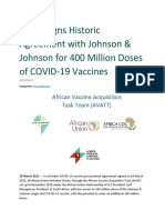 Africa Signs Historic Agreement With Johnson & Johnson For 400 Million Doses of COVID-19 Vaccines
