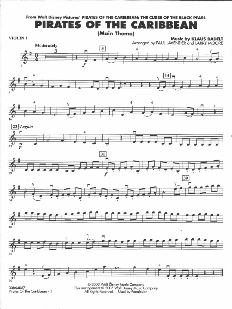 Pirates of The Caribbean String Orchestra Ted Ricketts Level 2 PDF