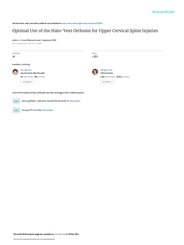 Optimal Use of The HaloVest Orthosis For Upper Cervical Spine Injuries