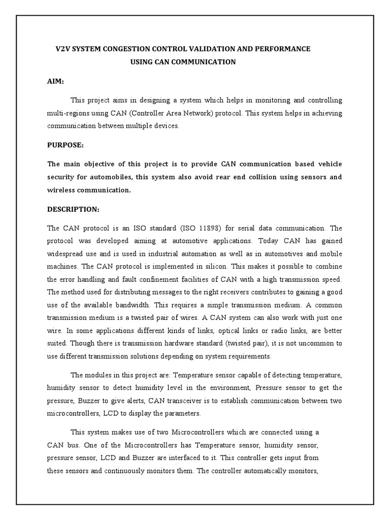CAN-Based Vehicle Collision Prevention System | PDF ...