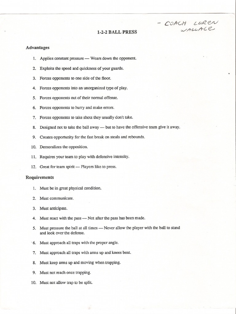 Loren Wallace 1-2-2 Press | PDF