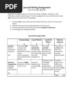 journal writing assignment