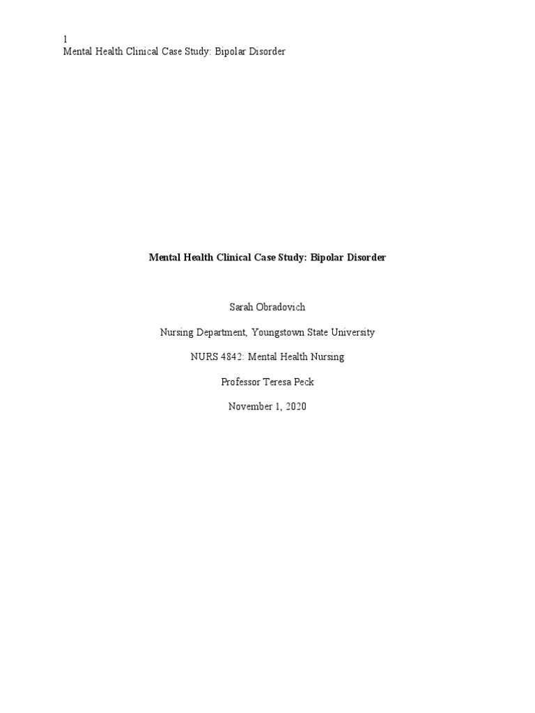 Bipolar Disorder Case Study Analysis | PDF | Bipolar Disorder | Mania