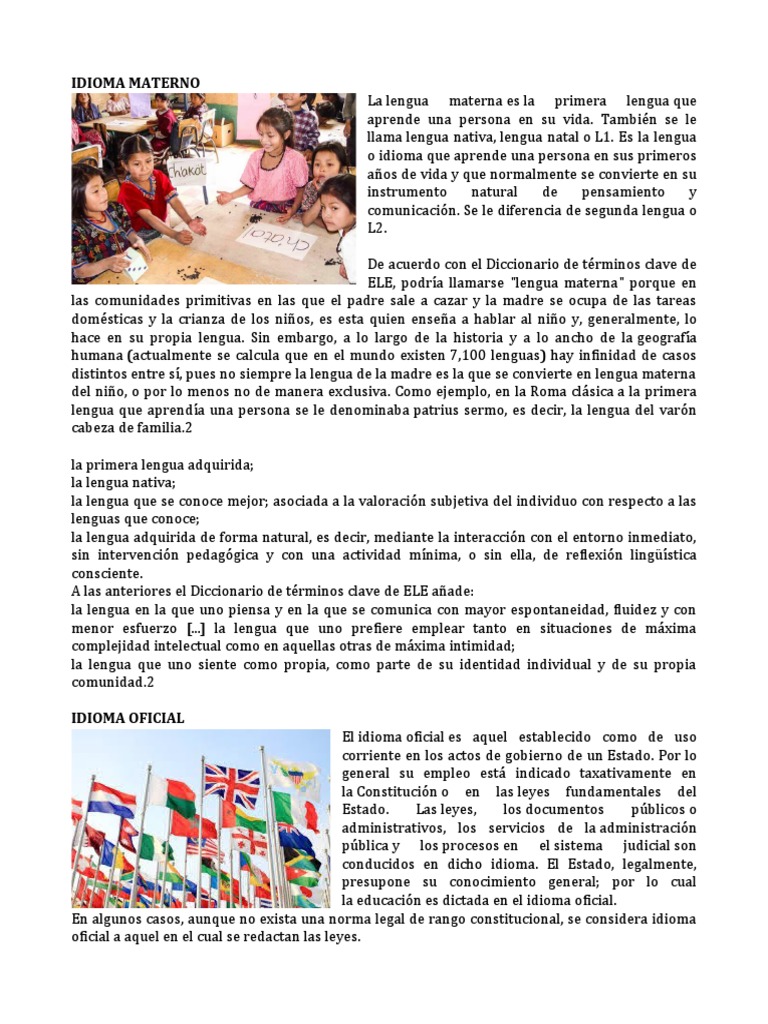 Definición de lengua materna | PDF | Primer idioma | Comunicación humana