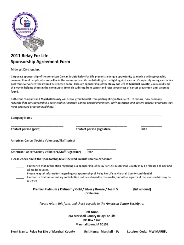 RFL 2011 Sponsorship Form | PDF | Politics | Self-Improvement