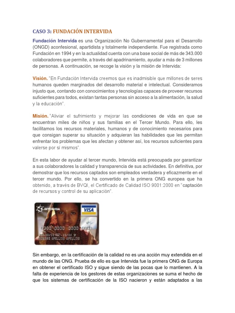 Fundación Intervida: Compromiso y Calidad | PDF | Organización no ...