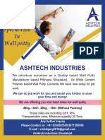 Specialized Wall Putty Manufacturer Ashtech Industries Offers Competitive Rates