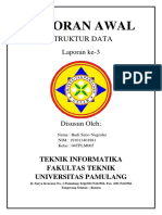 LAPORAN AWAL 3 - Praktikum Struktur Data-Budi Setio Nugroho