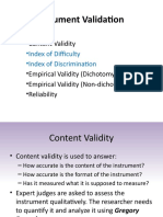 Instrument Validation: - Content Validity