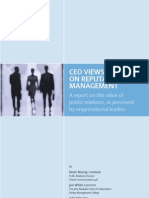 Ceo Views On Reputation Management: A Report On The Value of Public Relations, As Perceived by Organisational Leaders